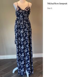 Michael Kors Navy and White Floral Jumpsuit Size S